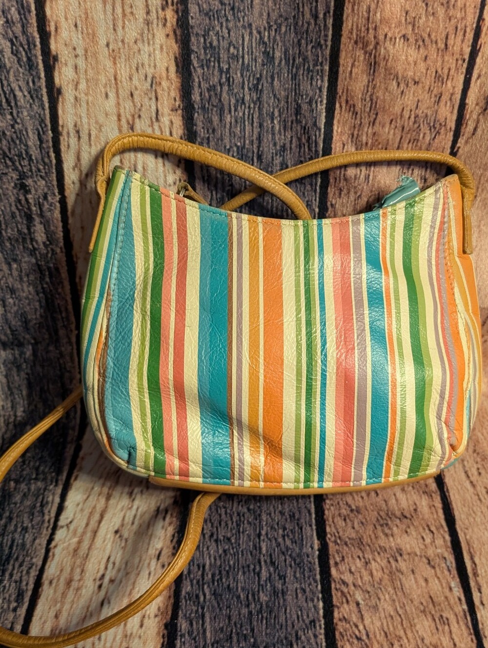 Fossil Candy Colored Striped 90s Shoulder Bag